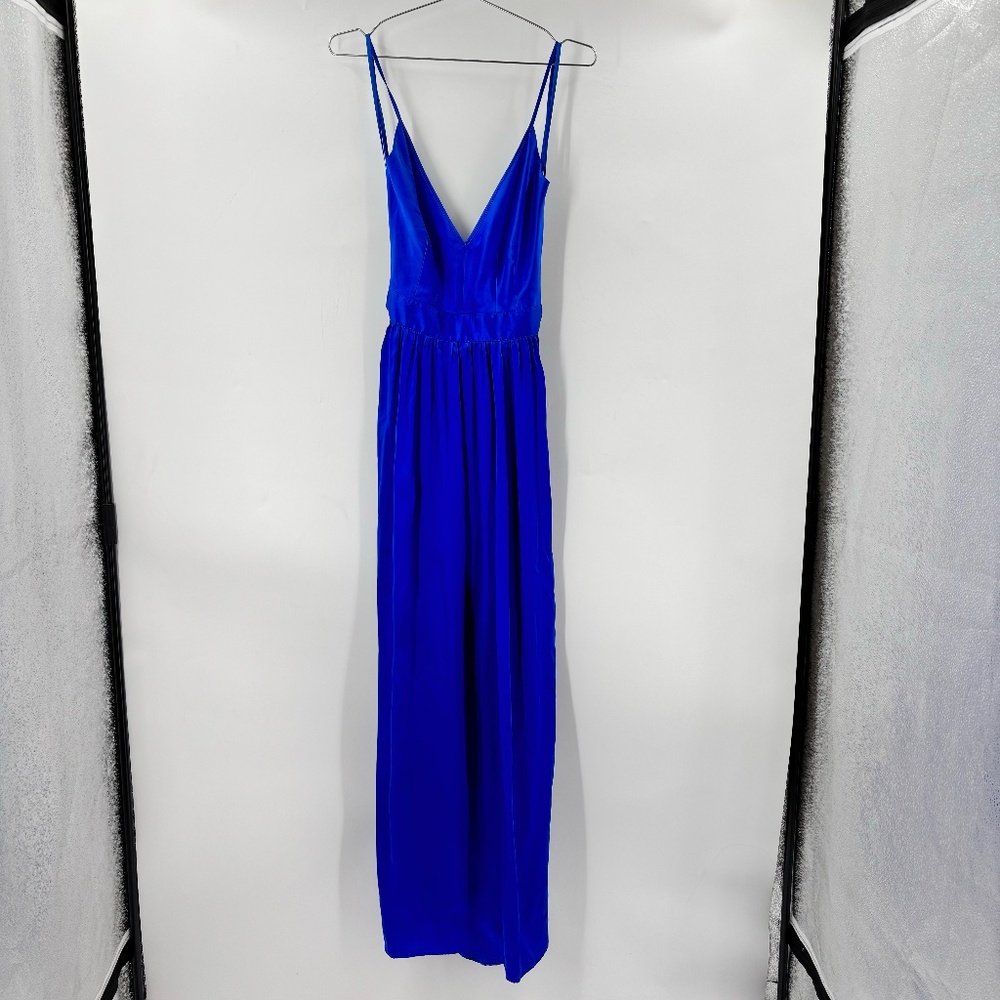 Contrarian Babs Bibb Silk Maxi Dress Sapphire Blue Size 4